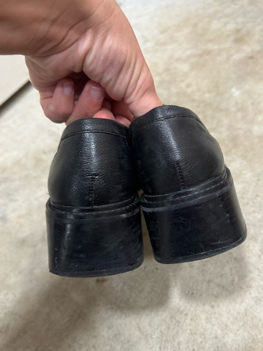 Vince Camuto | Black Leather Block Heel Penny Loafer size 9 women’s - Picture 7 of 10